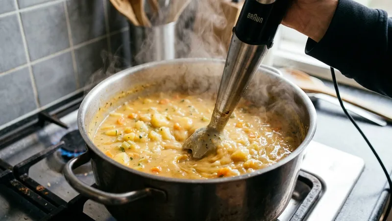 Zubereitungsschritt 4: Cremige Kartoffelsuppe mit Würstchen